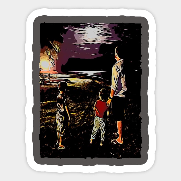 Full Moon at the Beach Sticker by CDUS